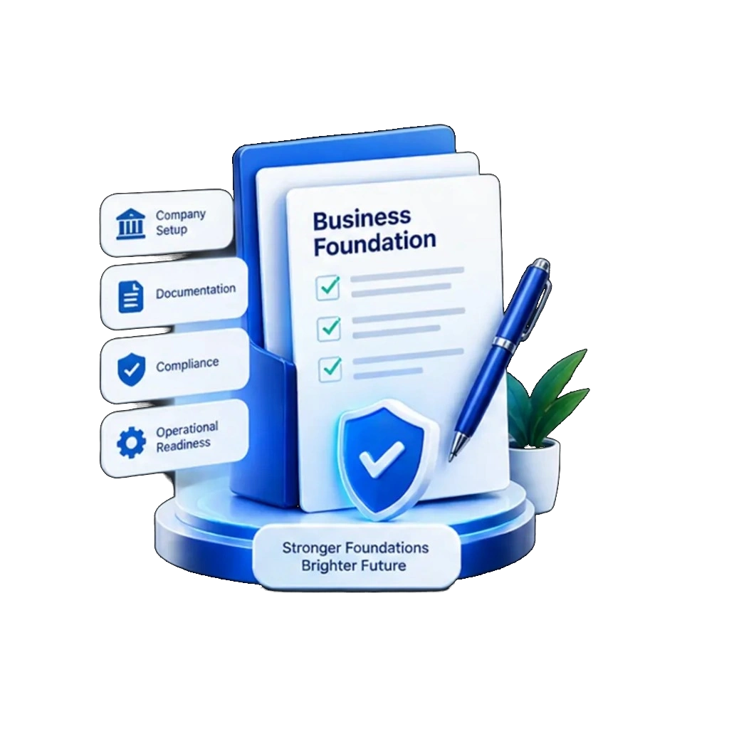Illustration of business foundation setup and operational readiness